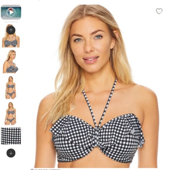 Freya Check In Underwire Convertible Checkered Bandeau Bikini Top Size 30I - Picture 5 of 7